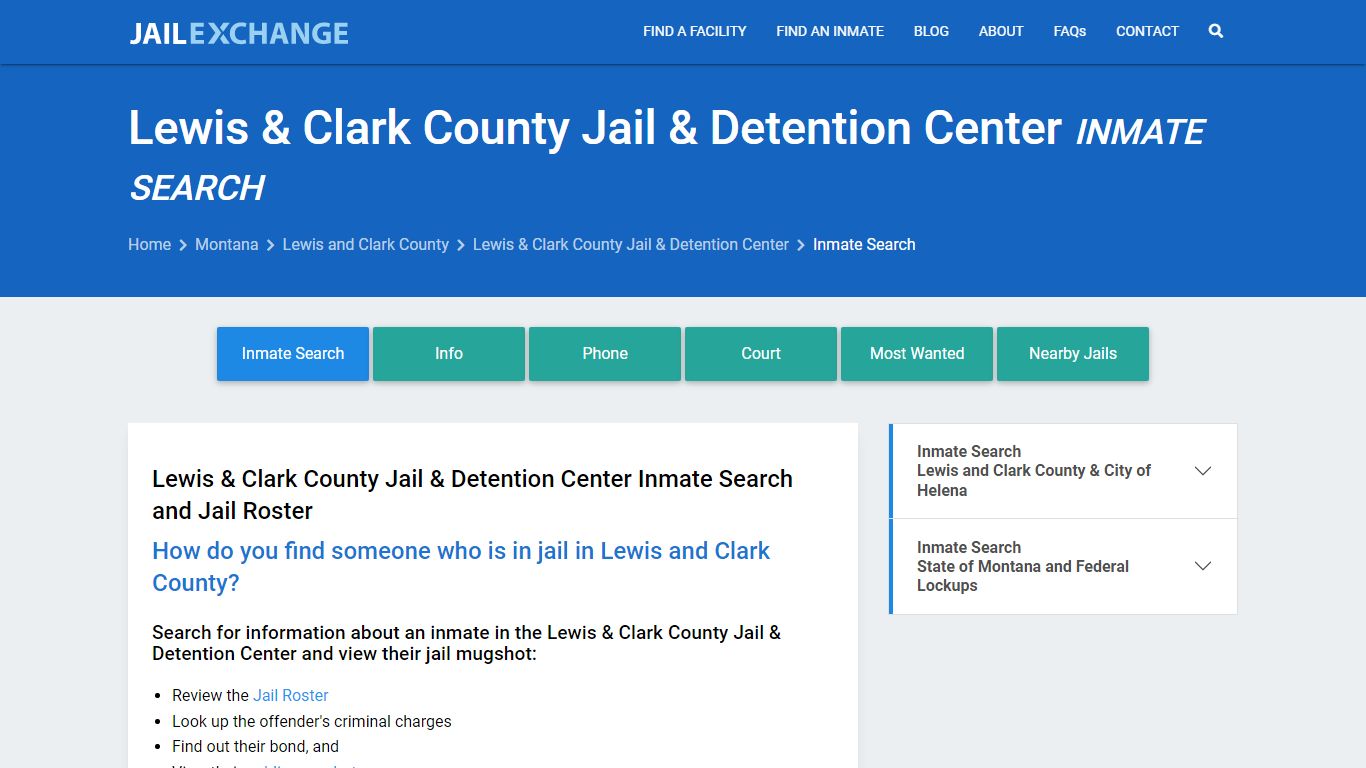 Lewis & Clark County Jail & Detention Center Inmate Search